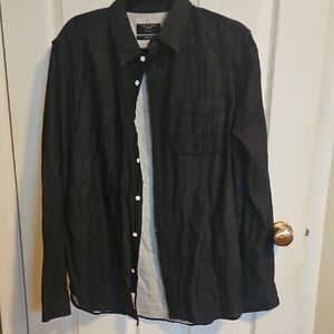 rag & bone Large Black Collared Shirt with Inner Lining